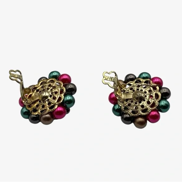 Vintage Double Strand Multi Color Metallic Pearl
Necklace & Clip On Earring Set - Picture 7 of 9